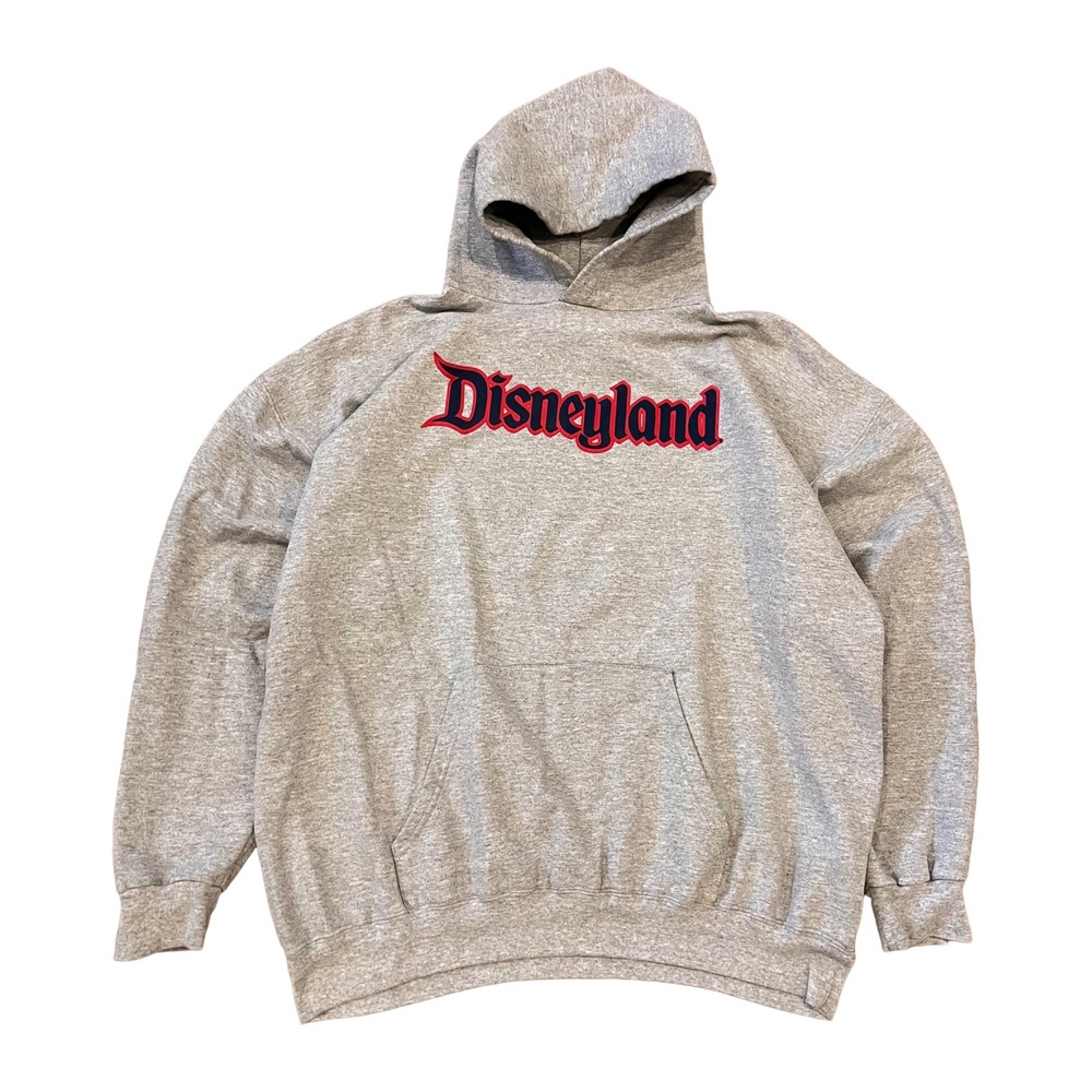 Vintage Disneyland Hoodie XL Grey Spell Out Raised Graphic Y2K Disney Resort